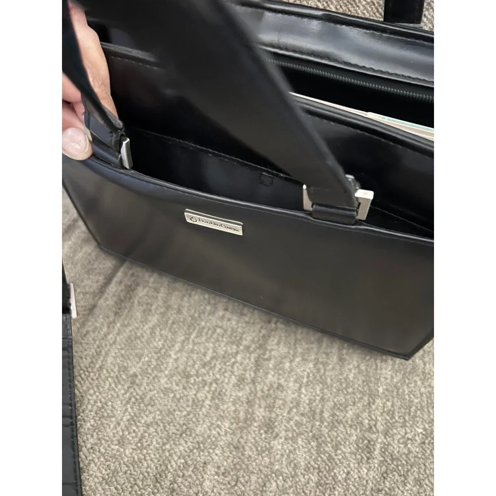 Franklin Covey Black Leather Briefcase Bag Planner Portfolio Cover Unused